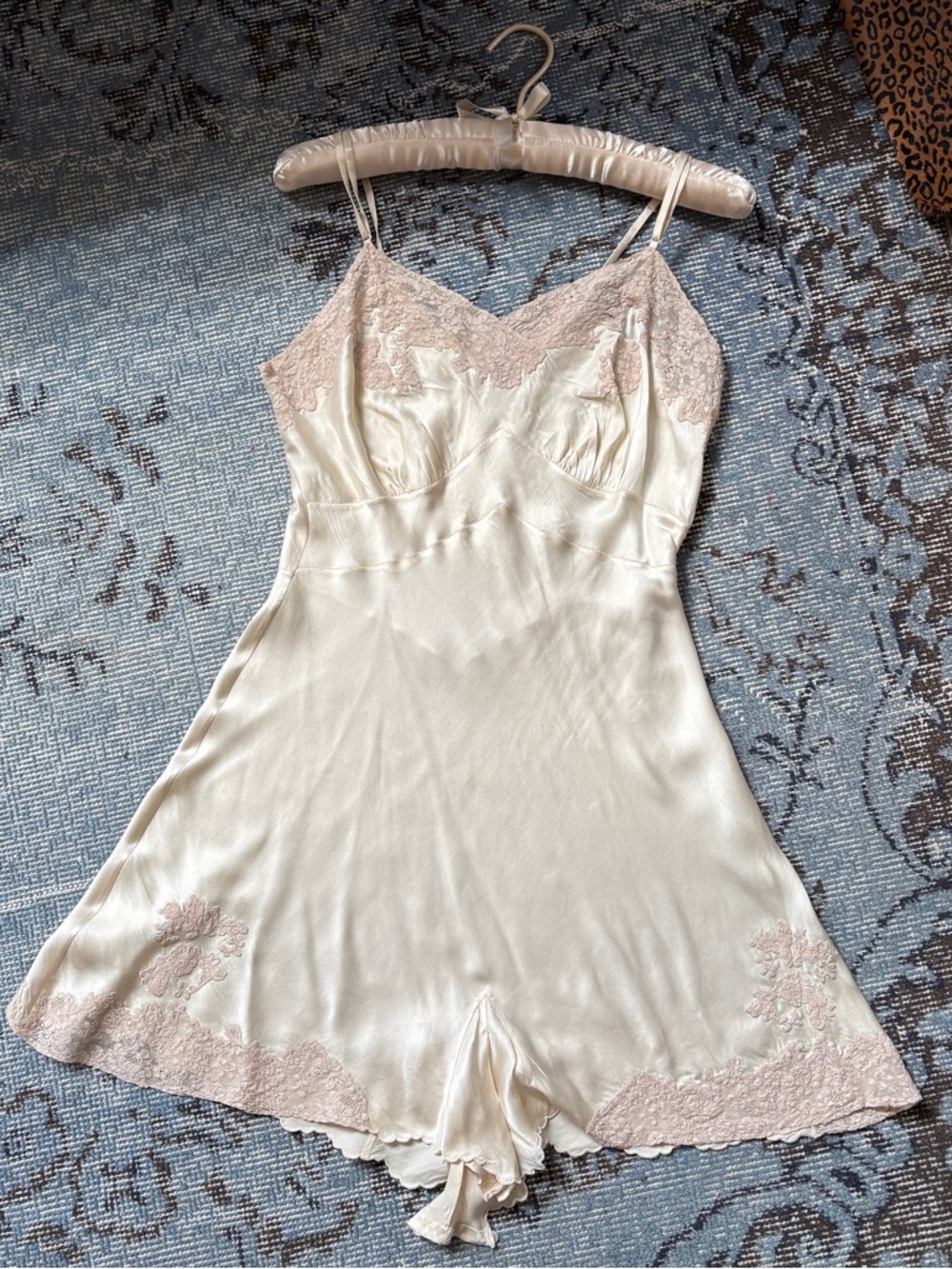 Vintage 1930s–40s Pure Silk Lace Teddy / Slip Romper
